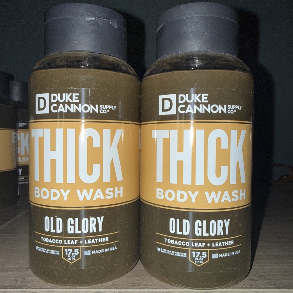 (2) Duke Cannon Thick Body Wash Old Glory 17.5oz Tobacco Leaf and Leather New